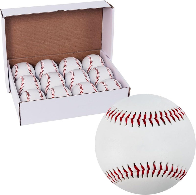 Forcebucket Official Size Practice Training Baseballs 12 Balls Pack Blank Baseball Sports Youth/Adult for League Play, Pitching, Batting, Fielding, Autograph, Gifts(One Dozen) - Image 1